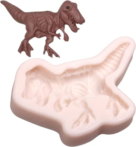 Vista 8 de Moldes de silicona para fondant de chocolate de dinosaurio, 4 piezas, hojas tropicales de dinosaurio, hojas de Monstera, molde de silicona