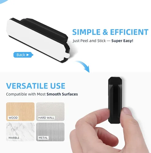 Vista 5 de 10 soportes para bolígrafos, soporte adhesivo mejorado para escritorio, soportes de silicona flexibles para lápices, clip para portapapeles de pared