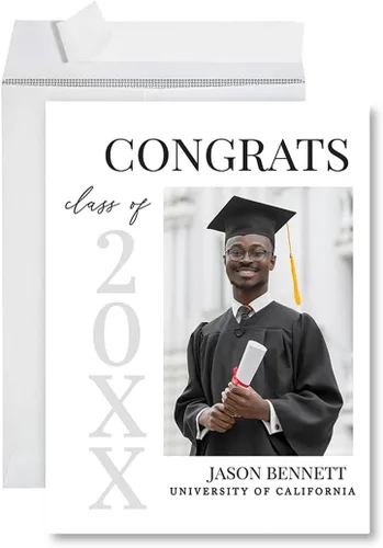 Vista 32 de Andaz Press Tarjeta fotográfica de graduación jumbo personalizada de 8.5 x 11 pulgadas con sobre, tarjeta de felicitación personalizada de clase