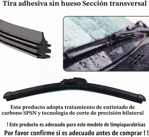 Vista 6 de 4 piezas de 81 cm ajustables Tiras de limpiaparabrisas para coche DIY - Premium y fáciles de reemplazar Tiras de limpiaparabrisas sin brazo