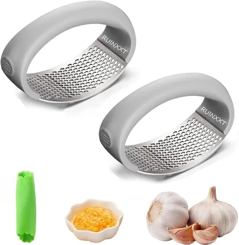 Vista 7 de Prensa de ajo de acero inoxidable 2025 mejorada, utensilio de cocina para el hogar (1, negro)