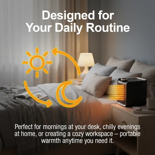 Vista 5 de Handy Heater Instant Heat - Calentador de Espacio con Tecnología de Cerámica Infundida con Cobre, 1200 Vatios, Calentador Portátil para Oficina