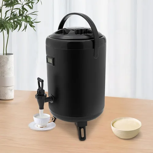 Vista 6 de Dispensador de bebidas aislado de acero inoxidable de 8/10/12 L, dispensador de bebidas calientes y frías con termómetro para café, té, leche, agua