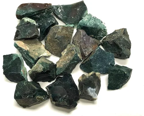 Vista 3 de Piedras de jaspe verde natural áspero con bolsa de terciopelo (1/2 libra)