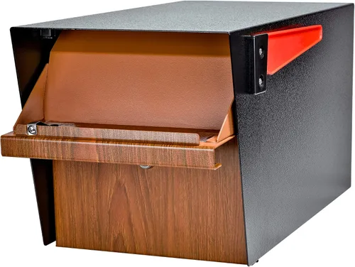 Vista 3 de Mail Boss Curbside, Wood Grain 7510 Mail Manager Buzón de seguridad con bloqueo, acero, negro