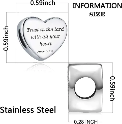 Vista 2 de MUERDOU Dije de corazón, pulsera cristiana con versículo bíblico para oración, fe, religiosa, regalos para mujeres