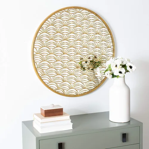 Vista 2 de SAFAVIEH Home Collection Chanti - Espejo decorativo redondo dorado de 30 pulgadas
