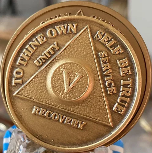 Vista 3 de Medallón AA de 2 años Grande 1.5 pulgadas Heavy Premium Bronze Sobriety Chip