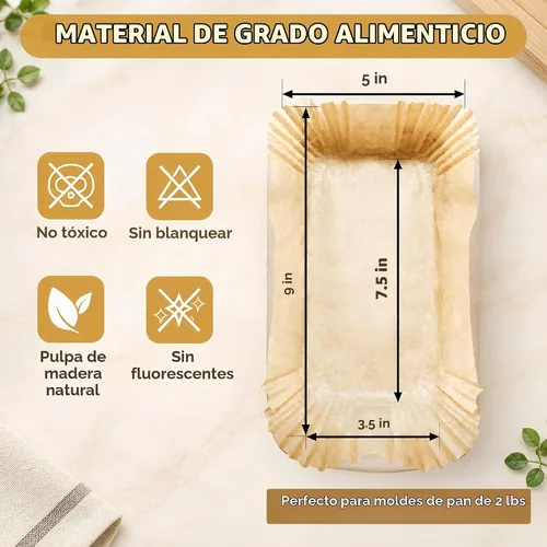 Vista 7 de Paquete de 100 forros de pan de 9 x 5 pulgadas, forros de papel pergamino Papel de hornear sin blanquear a prueba de grasa para pan, pasteles