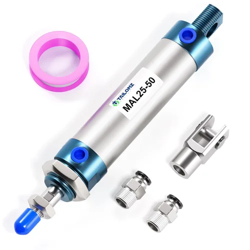 Vista 37 de TAILONZ PNEUMATIC Cilindro de Aire de 16mm Orificio 25mm Carrera de Doble Acción con Conector Y y 2 Piezas de Conexión de 6mm MAL16x25