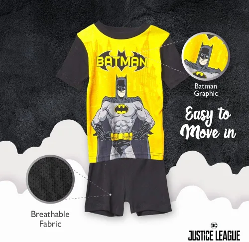 Vista 3 de DC Comics Boys' 4-Piece Snug-fit Cotton Pajamas Set