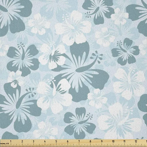 Vista 59 de Ambesonne Tela para Amantes de los Perros por Yarda, Perro Salchicha de Dibujos Animados Dachshund Cachorro con Pijamas a Rayas Flores y Mariposas