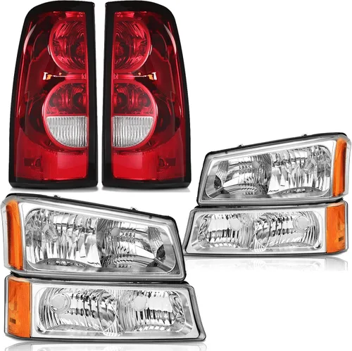 Vista 9 de Conjunto de faros delanteros y luces traseras compatible con 2003-2006 Chevy Silverado 1500 2500 3500, carcasa negra Silverado Classic 07, faro