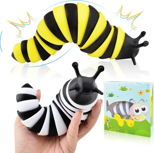 Vista 9 de Cevioce Juguete Fidget de Babosa, Juguete Sensorial Fidget de Babosa para Niños y Adultos, 2 Piezas de Lindos Juguetes Sensoriales Articulados en 3D