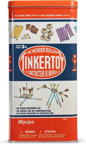 Vista 2 de Tinkertoy - Juego de construcción retro en lata - 50 piezas