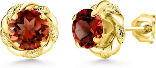 Vista 358 de Gem Stone King Aretes de plata de ley 925 de 0.236 in con piedra natal redonda para mujer