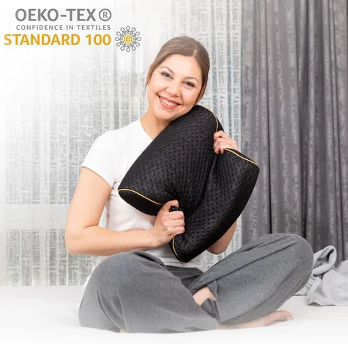 Vista 7 de alkamto Almohada de espuma viscoelástica cómoda para viajes y campamentos, bolsa portátil fácil de llevar, funda de almohada con regulación