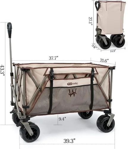 Vista 2 de Whitsunday Carro plegable de alta resistencia, carro utilitario de carga de 380 libras con ruedas grandes todo terreno, carro plegable al aire libre