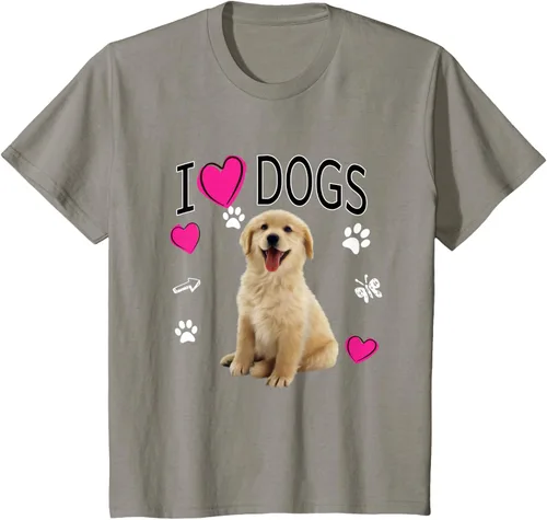 Vista 25 de Camiseta I Love Dogs - Camiseta Golden Labrador retriever, Azul Negro