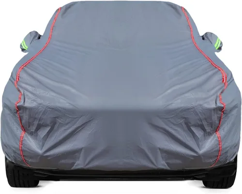 Vista 15 de Funda de Coche Transpirable de Nuevo Material, Funda Impermeable para Coche, Puertas con Candados y Cremalleras, Protección UV Impermeable