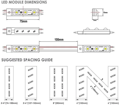 Vista 4 de Módulo LED, luces de repuesto para inflables, blancas, 10 piezas, 5 pies, 5730 SMD, 150 lúmenes por módulo LED, luz impermeable IP65 para cartel
