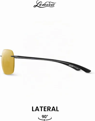 Vista 5 de LADEESSE Sunglasses Men - Rimless Square Polarized Sunglasses - Lightweight TR90 Frame Sun Glasses with UV Protection