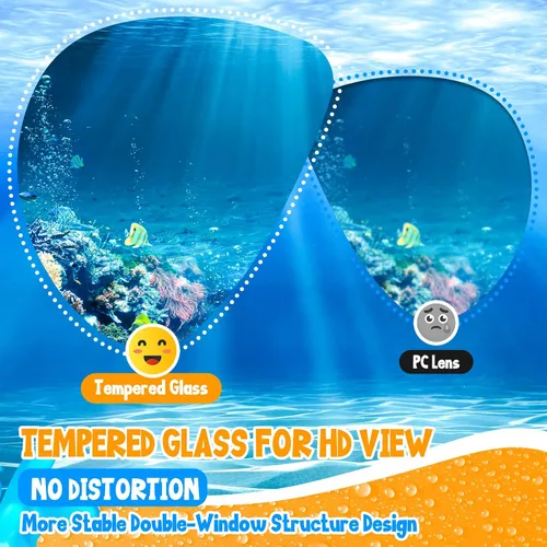 Vista 9 de Kids Snorkel Set, Dry Top Snorkeling Gear for Kids, Diving Mask for Youth Boys Girls Age 5-15, Tempered Glass Swimming Goggles Combo Set, Anti-Fog
