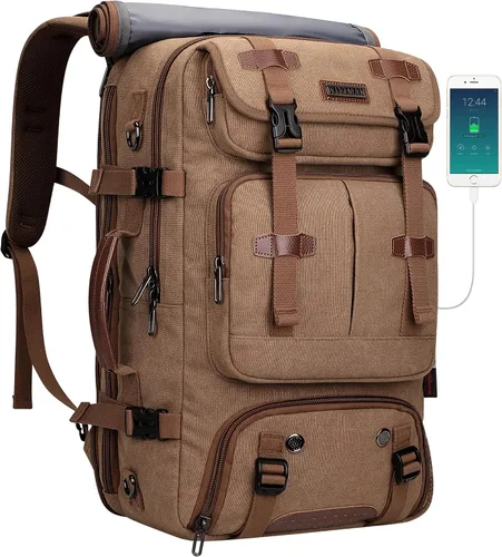Vista 11 de WITZMAN Mochila de Viaje para Hombres 40L Grande Equipaje de Mano Aprobado por Aerolíneas Convertible 3 en 1 Bolsas para Laptop Caben 17 pulgadas