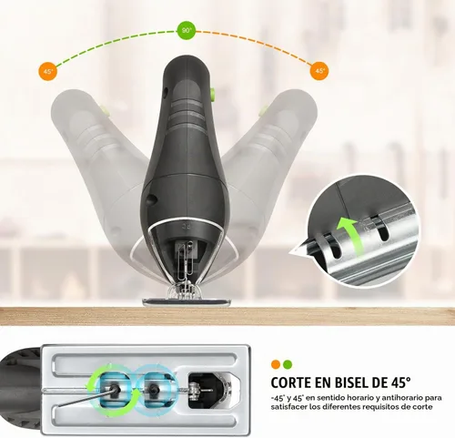 Vista 5 de GALAX PRO Sierra de calar de 3.3 amperios, rompecabezas de velocidad sin carga de 3000 RPM con botón de bloqueo, ángulo de corte de 45 grados, 2
