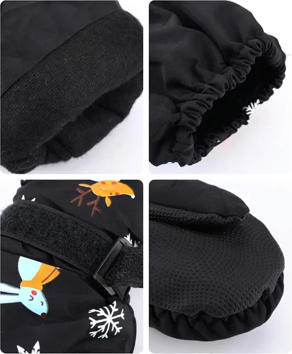 Vista 5 de Manoplas de esquí para niños, guantes de invierno impermeables para nieve, guantes cálidos y resistentes al viento para niños y niñas