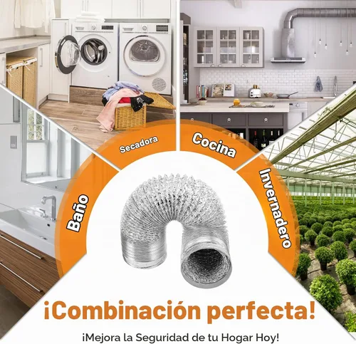 Vista 6 de Cenipar Manguera de ventilación para secadora, manguera de ventilación de conductos de 4 pulgadas, lámina de aluminio flexible sin aislamiento