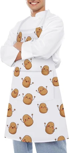 Vista 4 de Babero de cocina unisex con bolsillo, impermeable, lavable a máquina, para jardín, restaurante, manualidades