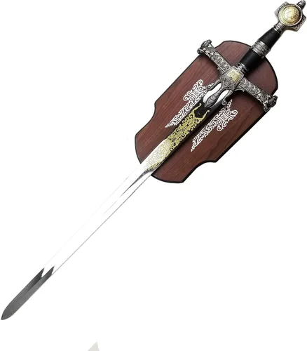 Vista 2 de Espada King Salomon de 47 pulgadas con placa de exhibición. para decoración de pared, colección, cosplay