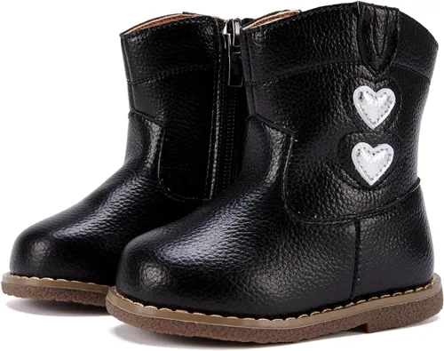 Vista 23 de BMCiTYBM Botas de bebé vaqueras para niño y niña, botas vaqueras occidentales para bebé, botas de vaquero para bebé con punta redonda, botas