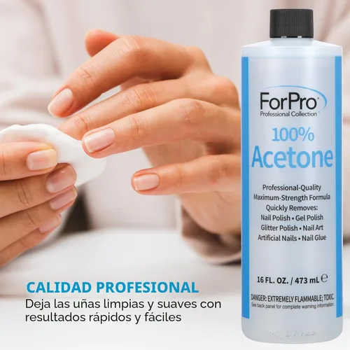 Vista 5 de ForPro Professional Collection - Acetona 100% pura, 16 onzas líquidas, removedor de esmalte de uñas profesional para uñas naturales, artificiales