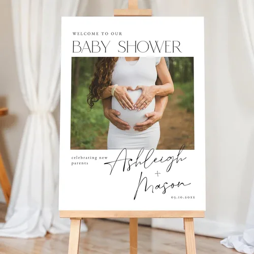 Vista 11 de Personalized Baby Shower Welcome Sign, Custom Baby Name, Shower Sign, Wildflower A Little Wildflower on the Way, Brunch, Elegant Version 01