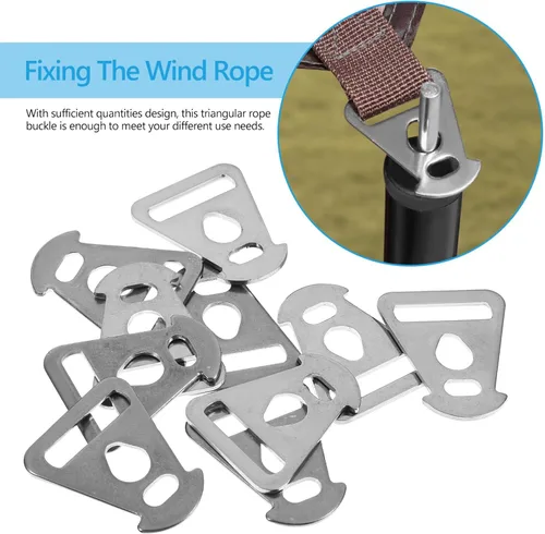 Vista 5 de BESPORTBLE Gancho de hebilla triangular para tienda de campaña, hebilla de cuerda triangular de acero inoxidable para acampar al aire libre, toldo