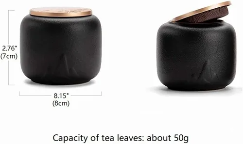 Vista 2 de Carrito de té de cerámica negra, recipiente de té de cerámica tradicional para té suelto