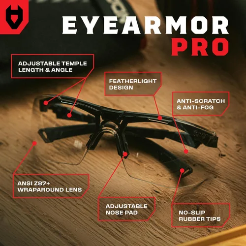Vista 2 de NoCry Gafas de seguridad antivaho para hombres y mujeres, con clasificación ANSI Z87, resistentes a los arañazos con patillas ajustables