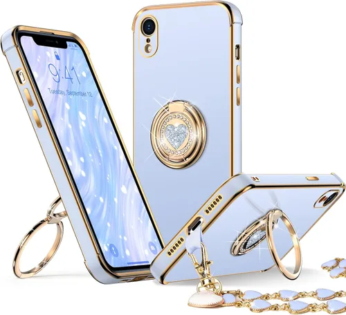 Vista 31 de XYZ para Funda de iPhone Xs Max con Soporte, Funda de Teléfono con Doble Soporte de Anillo, Funda de Amor-Corazón Linda de Lujo con Brillantina