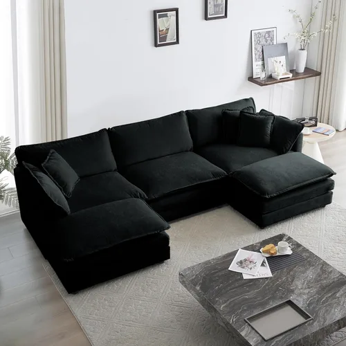 Vista 27 de GNIXUU Sofá modular de 76 pulgadas, sofá biplaza beige de 2 plazas, cómodos asientos de felpilla de 25 pulgadas de profundidad con 2 almohadas