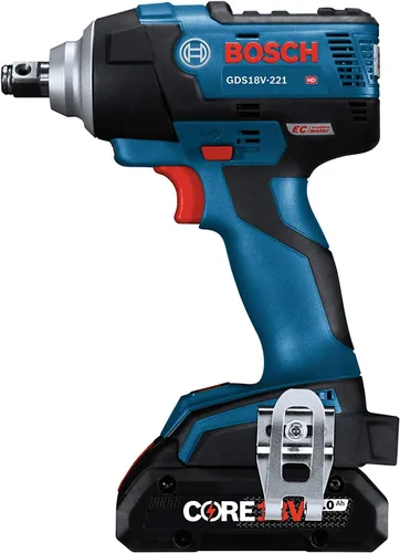 Vista 8 de Bosch GDS18V-221B25 18V EC Kit de llave de impacto sin escobillas de 1/2 pulgada con (2) baterías compactas CORE18V 4.0 Ah
