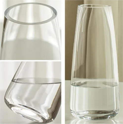 Vista 5 de FANTESTICRYAN Jarrón de Cristal Moderno de Vidrio Iridescente para Decoración de Hogar y Oficina (Cristal Transparente) Crystal Clear Glass