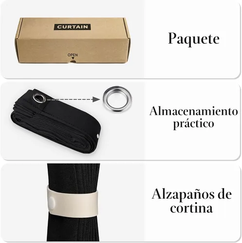 Vista 8 de Cortinas plisadas completamente opacas con cierre magnético, 72 pulgadas de largo, para interiores y exteriores, 1 panel, 45 pulgadas de ancho x 72