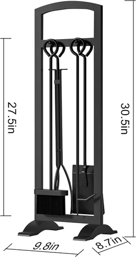 Vista 3 de Kingson Juego de herramientas ligeras de 5 piezas para chimenea: portátil, compacto y elegante kit de accesorios para hogueras