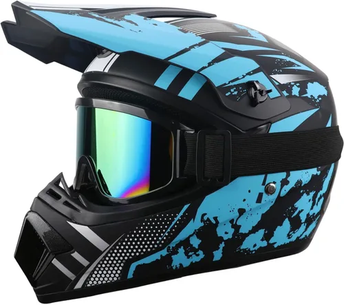 Vista 3 de Motorcycle Dirt Bike Helmet Full Face Motocross Helmets for Outdoor Sports Off Road Racing Mountain Bike Men Women Off-Road Helmet Gloves Goggles
