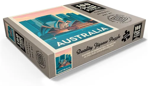 Vista 3 de MyPuzzle Australia: Sydney Skyline, póster vintage, rompecabezas de 100 piezas para adultos