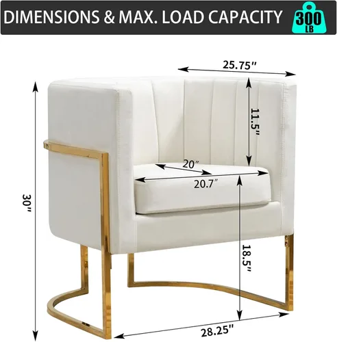 Vista 2 de X-VOLSPORT Silla decorativa de terciopelo, moderna, con forma de barril, para sala de estar/dormitorio/recepción de invitados, sillón de club