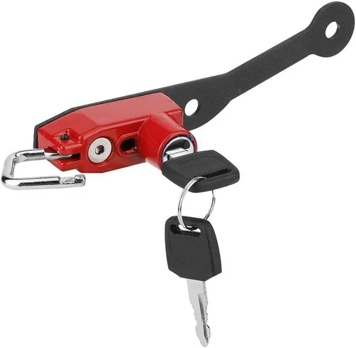 Vista 5 de Aramox Soporte antirrobo para casco, aleación de aluminio, rojo, cerradura de llave, Yamaha MT-07 FZ-07 FJ-07
