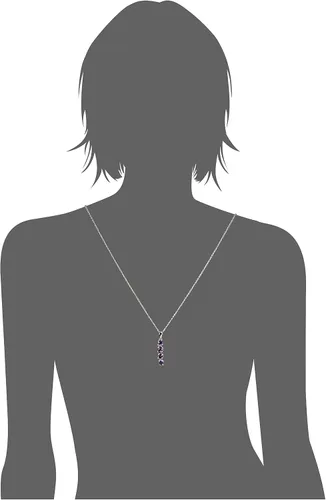 Vista 2 de Tienda Collection Womens Sterling Silver Created Gemstones Four Stone Pendant Necklace